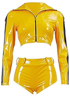 BYHai Kill Bill Costume Beatrix Kiddo The Bride Costume Cosplay Suit Sexy Kung Fu Outfit with Jacket Pants for Women XL, Yellow