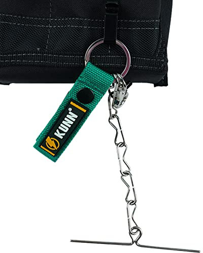 KUNN Electrical Tape Holder,Dual-Use Tape Thong,Enhanced Fast Tape Holder Chain for Tool Belt with Keyring,Snap Loop and Button(1Pack,Green)