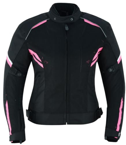 LOVO Giacca rosa traforata triicapo estivo per moto Donna, Nero , XS