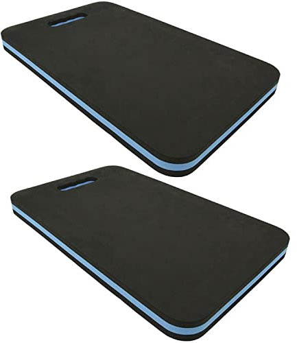 Preiswert&Gut 2X Kniekissen für Garten und Arbeit 50x30x3cm – Knieschoner schwarz-blau, 260g knieschonend & bequem, Öl- & Benzin-resistent mit Hängegriff Kniebrett für Auto