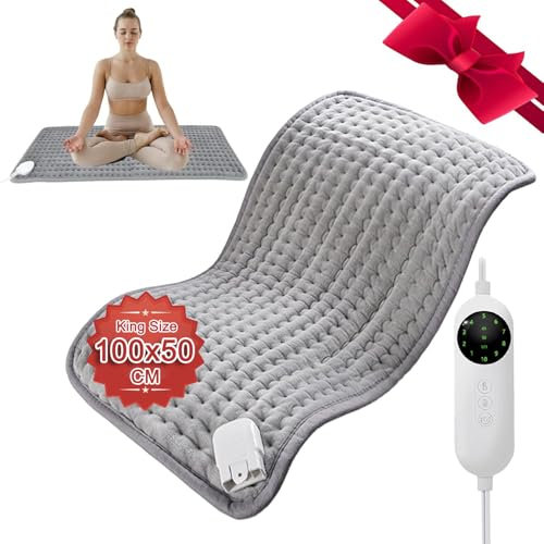 Heizkissen, 50 * 100 Heizkissens Groß OCSOSO Heizkissen Elektrisch Auto Power Off 10 Temperaturstufen Schnelles Heizen Elektrisch Wärmekissen Sicheres Wärmepads für Rücken Nacken Schulter