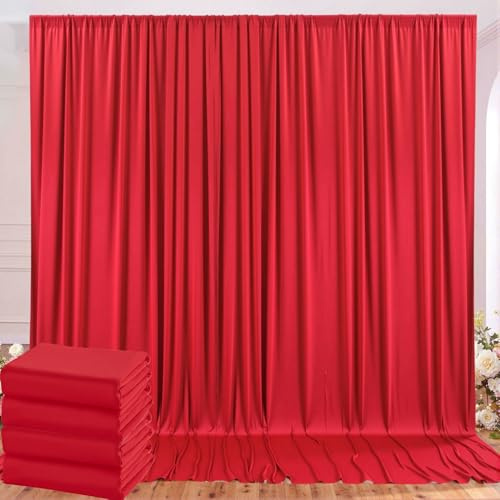 Rideau de fond rouge pour fête 3 x 6 m Polyester Rouge