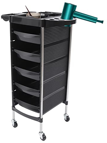 Salon Trolleys, Friseurwagen Arbeitswagen Kosmetikwagen Rollwagen Stapelboy Bedienungswagen, Rollwagen mit 5 Etagen für Salon, Beauty, Spa, Haarfärbung, Friseur