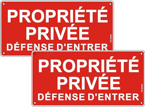 Panneau Propriété Privée Aluminium Réfléchissant 15×30 cm, 2 Pièces Panneau Propriété Privée Défense D'entrer Metal, Résistant aux UV, Imperméable, Avec Trous Percés