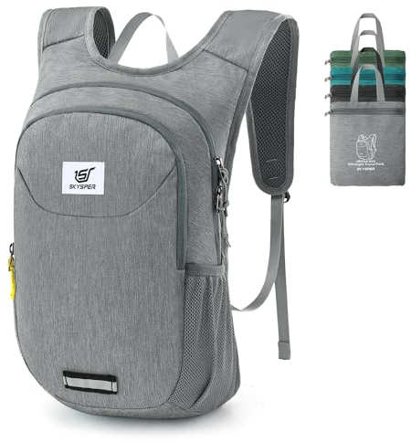 SKYSPER Faltbarer Rucksack 10L Ultraleicht Tagesrucksack Daypack Wanderrucksack Klein Outdoorrucksack mit Reflexstreifen für Wandern Reisen Sport