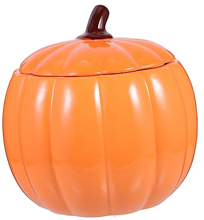 Amosfun Ciotola Decorativa Per Zuppa Di Zucca Di Halloween in Ceramica Da 1800 Ml Contenitore Per Alimenti in Barattolo Di Zucca A Forma Di Cartone Animato