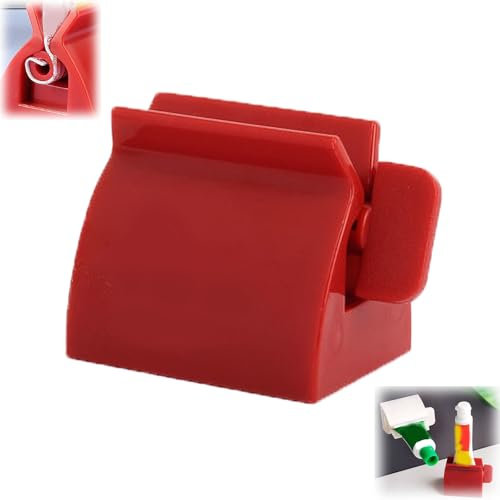 Rolling Toothpaste Squeezer, Rolling Tube Toothpaste Squeezer Toothpaste Seat Holder Stand, Toothpaste Squeezer Rollers, Plastic Toothpaste Roller Squeezer Tool, for Bathroom Accessories (Red)