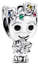 PANDORA Moments 793559C01 Marvel Groot Breloque en forme d'étoile en argent sterling compatible avec les bracelets Moments, Mehrfarbig, Argent sterling, Cristal artificiel