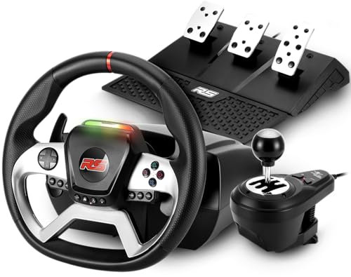 Spirit Of Gamer - RACE Wheel FORCE, Volant PS4 avec Levier de Vitesse et Pédalier, Pour PC, PS4, PS3, XBOX ONE, Volant avec Palette à Retour de Force et Angle de rotation 1080°, Boite de vitesse 6+R