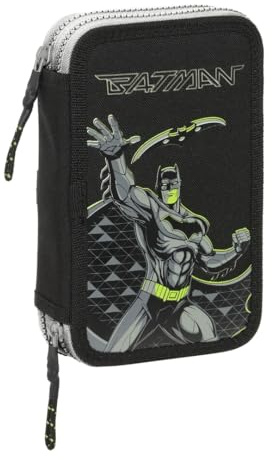 safta Batman Game Over - Trousse Scolaire pour Enfant, avec 29 Outils Inclus, Pratique et Polyvalente, qualité et résistance, 12,5 x 4 x 19,5 cm, Noir, M, Décontracté