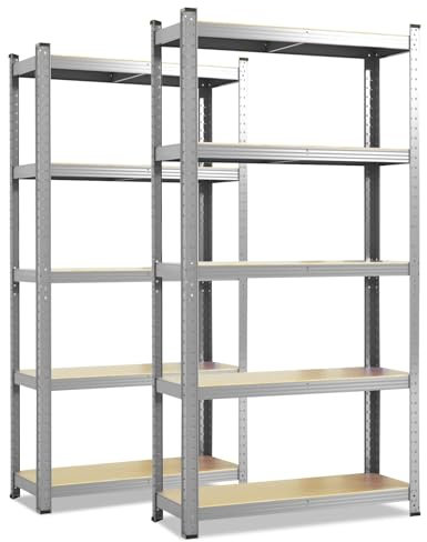 etm Schwerlastregal 2-er Pack 200 x 100 x 50 cm verzinkt | Steckregal, Lagerregal, Standregal, Stecksystem ohne Werkzeug montierbar (Lakota, verzinkt)