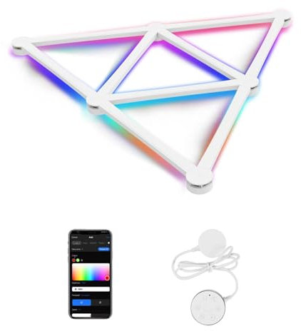 KEIWRLIGHT Smart LED Wall Lights, Music Sync Voice Control DIY RGB Light Bar with 16M+ Color & 44+ Scenes, Dimmable Home Decor Wi-Fi Wall Light for Gaming Room TV Bedroom (9 Lines)