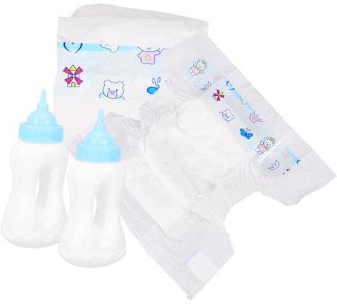 ifundom 18 Inch Doll Toy Accessories Baby Bottle Diaper Set for Boys and Girls Pretend Play Dolly House Toy Baby Doll Bottles Diapers
