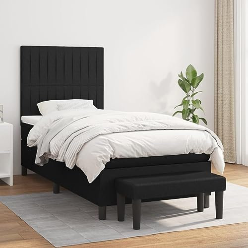 KTHLBRH Bettgestell Familienbett Doppelbett Schlafzimmer möbel Boxspringbett mit Matratze Schwarz 80x200 cm Stoff