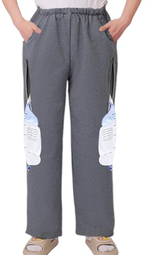 XGNYHHD Catheter Pants for Elderly/Patient, Catheter Pants Compatible with Foley, Nephrostomy, Suprapubic & Biliary Catheters Dark Gray
