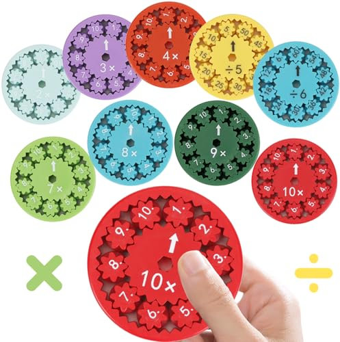 9 Stück Mathe Fidget Spinner, Mathe Fakten Lernspielzeug für Kinder, Rechenwirbel Montessori Number Fidget Spinner, Fidget Toys zum Lernen Multiplikation und Division