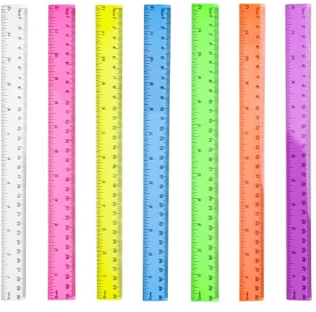 30 cm Lineal Set 7 Stücke,Farbig Transparent Ruler,Kunststoff Lineale für Kinder Studenten Gerade, Farbiges Transparentes Gerades Lineal für Schule Büro Zuhause