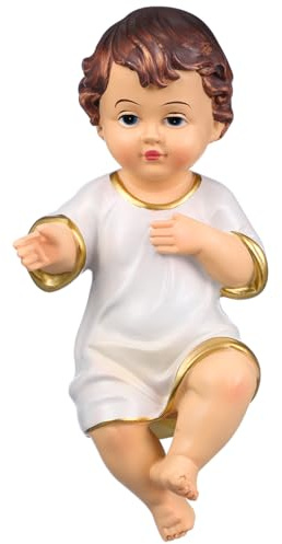 Gatuida Mini Jesuskind Krippenfigur Kunstharz Christkind Statue für Weihnachtskrippe Religiöse Dekoration Christliche Wohndeko Baby Figur Kirche Zuhause Festliches Krippen Zubehör Detailgetreu 3D