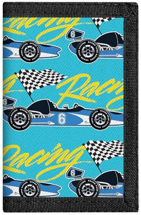 Leyeve Kids Blue Race Car Wallets for Boys, Trifold wallet for 4-18 Ages