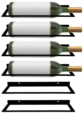 EXTREMEGRIPPRO Wall Mounted Wine Rack Set of 6 – Black Metal Bottle Holder for Bar, Kitchen, Dining Room, Wine Cellar Storage – Modern Horizontal Wine Display