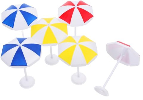 Gatuida 6Pcs Miniature Dollhouse Beach Umbrellas Large Yellow Red Blue Sunshade Decor for Micro Landscape Easy to Clean Decorative Accessories for Home Office and DIY Bonsai Scenes