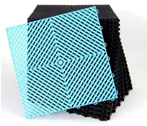 Lot de 25 dalles de sol clipsables - BLEU CLAIR - (4m²) pour garage, cellier, atelier, abris de jardin. Effet Damier 40x40cm, ép.1,8cm, Marque CLIC & dalle, série CLASSIC, Intérieur-Extérieur.