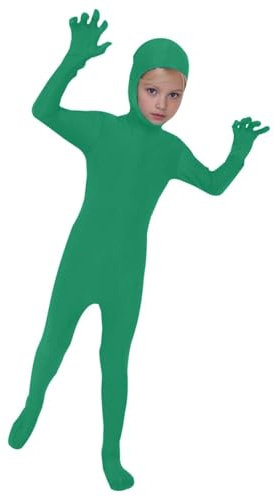 Generisch Costume de carnaval ouvert pour cosplay, combinaison intégrale seconde peau pour Halloween, bal masqué, unisexe, pour enfants, filles et garçons, costume de scène, Vert foncé., 4 ans