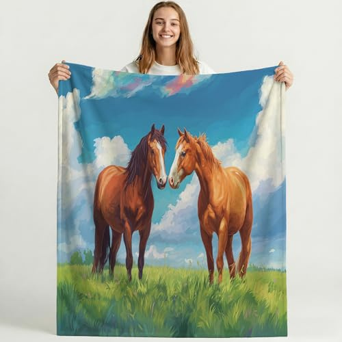 220 x 270 cm prydnadsfilt fluffig bekväm, lyxig himmelsblå filtar supermjuk mysig och varm perfekt val för vintern, lätt djur häst gräsmark fleece filtar