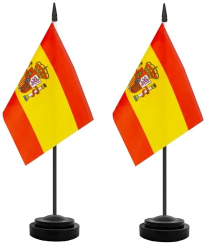AURALIN Spanien bordsflaggor set om 21 × 14 cm med stativ polyester