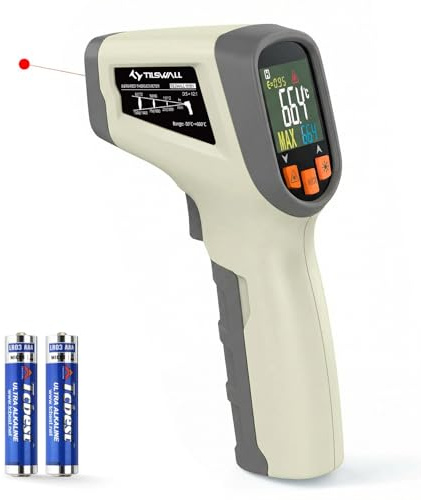 Tilswall Infrared Non-Contact Digital Laser Temperature Gun | -50℃~600℃ (-58℉~1112℉) with Adjustable Emissivity, High/Low Temperature Alarm, for Cooking/Pizza Oven/BBQ, Not for Human-W301