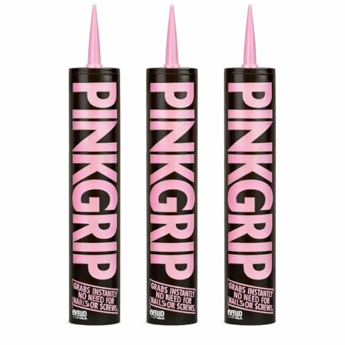 Pink Grip Grab Adhesive 350ml Pack of 3 | High Strength Instant Grab Adhesive | Multi Surface Construction Adhesive for DIY & Trade