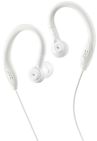JVC HAEC10W Sports In-Ear Earphones Headphones Sweat Proof with Secure Fit Over Ear Clip and S/M/L Sized Ear Tips - White, 6.0 cm*19.0 cm*3.0 cm