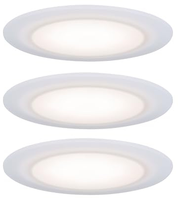 Paulmann 99940 LED infälld spot Premium Suon set med 3 runda inkl 3x6,5W IP44 dimbar infälld spotlight satin, vit skåpbelysning plast 2700K