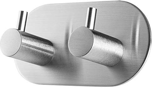 KADAX selbstklebende Haken - 3M, Handtuchhaken aus Edelstahl, starke Bademantelhaken, Kleiderhaken, Wandhaken für Küche, Bad, Handtuch, Küchenhaken, ohne bohren, silber (doppelt/rund)