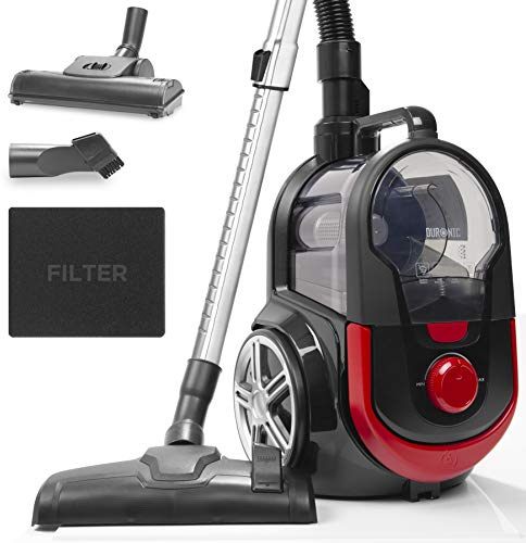Duronic Bagless Cylinder Vacuum Cleaner VC7020, Cyclonic Pet Carpet and Hard Floor Cleaner, 700W, Washable HEPA Filter, Extendable Hose, Turbo Brush & 2-in-1 Tool Included [Energy Class A+]