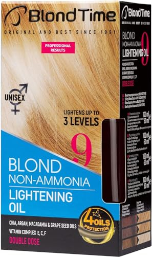 Blond Time | Huile Décolorante pour cheveux, éclaircit jusqu'à 3 tons | Nuance Naturelle | Décolore sans abîmer les cheveux | Hydrate, Prend soin, Nourrit et Protège | Sans Ammoniaque | 180 ml