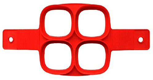 KIRALOVE Molde para panqueques de silicona - 4 agujeros - moldes cuadrados - tortas - huevos fritos - lavable - cocina - antiadherente - color aleatorio