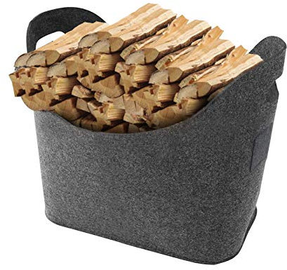 Borsa Portalegna da Interno,Cesta portalegna in Feltro,Legna da Ardere Borsa di Stoccaggio,Camino Legno Borsa in Feltro,Borsa Pieghevole Portalegna, (Grigio scuro)