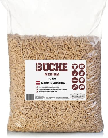 Räucherwerkstatt Smoker Pellets Hartholz Buche 10kg - Holzpellets aus 100% Buchenholz zum Räuchern - Ohne Zusatzstoffe - Räucherholz Grillpellets Räucherpellets für Pellet Smoker Grill Zubehör
