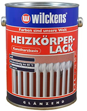Wilckens HeizkörperlackWeiß glänzend | Schnelltrocknender und vergilbungsbeständiger Kunstharz-Speziallack | 2,5 Liter