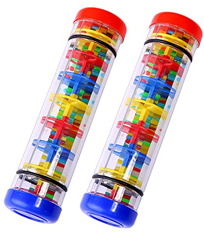 TDOCK 2 Pack Rainmaker Rain Stick Musical Instrument for Babies, Toddlers and Kids, 8 Inch Rainfall Rattle Tube Rainstick Shaker Toy