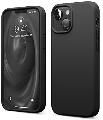 elago Silikon Hülle für iPhone 13 Mini | Premium-Silikon, kratzfest, Rundumschutz, weiches Mikrofaserfutter (Schwarz)