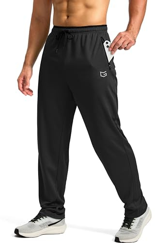 G Gradual Men's Sweatpants Mesh Lightweight with Zip Pockets Breathable Quick Dry Athletic Pants for Workout Running (Black, Large)