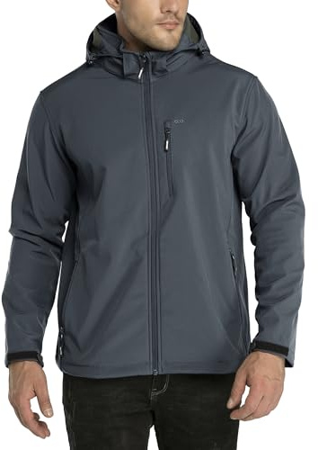 33,000ft Softshell-herrjacka, vattentät, vinterjacka, vindtät, varm fleecefodrad vindjacka, funktionell jacka, utomhusjacka för vandring, cykel, camping, Mörkgrå, 3XL