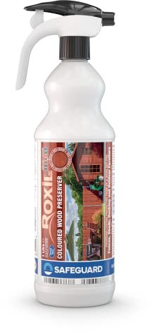 Roxil Wood Stain Preserver (Red Cedar, 1 Litre Spray) - Fast-Drying Satin Finish for Decking, Fence, Shed, Furniture. Up to 5 Year Protection for Indoor & Outdoor