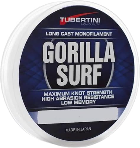Tubertini monofilo Gorilla Surf specifico per la Pesca a Surf Casting, con Trattamento Esterno ULV 300 mt. (Ø 0,220 mm.)