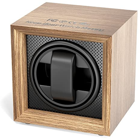 Newaner uhrenbeweger für automatikuhren mit leisem Motor, 2 einstellmodi, quadratisch nussbaumfarbenes uhrengehäuse, mit USB-ladeanschluss und Memory-Schaumstoff, für mechanischen uhrenaufzug