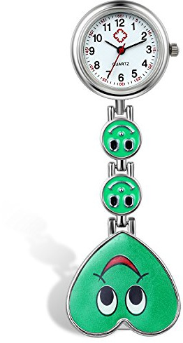 Avaner Krankenschwesteruhr Lächelndes Gesicht Design Pflegeruhr FOB Analog Taschenuhr Quarzwerk Pulsuhr Ansteckuhr Unisex Schwesternuhren mit Pin/Clip für Arzt Doktor Medical