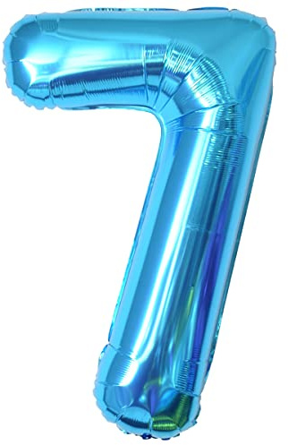 Geburtstag zahlen luftballon 7 jahre | Folienballon 7 Kindergeburtstag Deko XXL Blau-Riesen Folienballon in 40 - 101cm Geburtstagsdeko - Ballon Zahl Deko zum Geburtstag - fliegt mit Helium