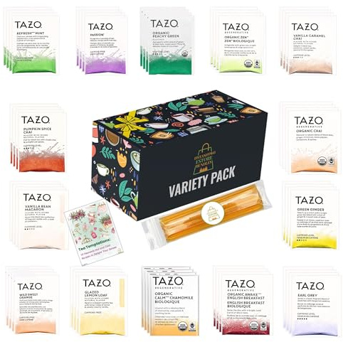 56-Piece Tea Sampler Gift Set – 14 Flavors, Premium Assorted Variety Pack with 10 Honey Sticks & Recipe eBook – Gift for Tea Lovers, Him & Her